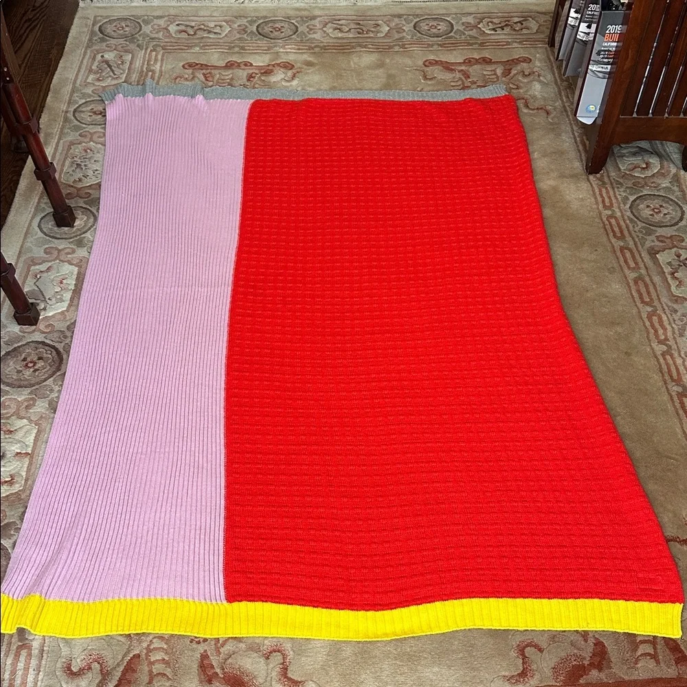 Textural Color Block Sweater Knit Throw Blanket Pink/Red/Yellow - LEGO x Target